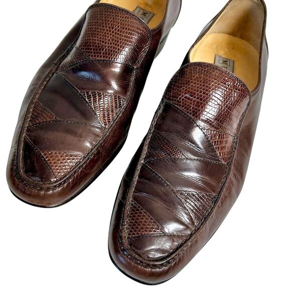 Bruno Magli Other - Vintage Bruno Magli Mens Burgundy leather Italian Loafers Size 8M Exotic skin